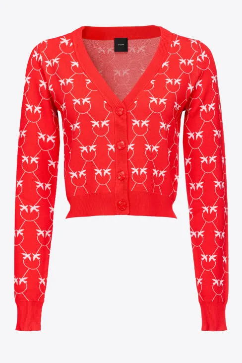 Crop Cardigan with Pinko Logo / Red