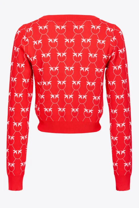 Crop Cardigan with Pinko Logo / Red