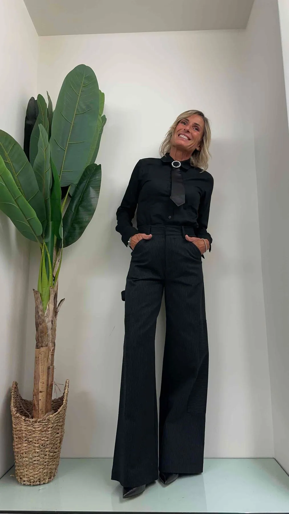 DAFNE - LD0004P32 - PANTALONE CARGO PALAZZO GESSATO