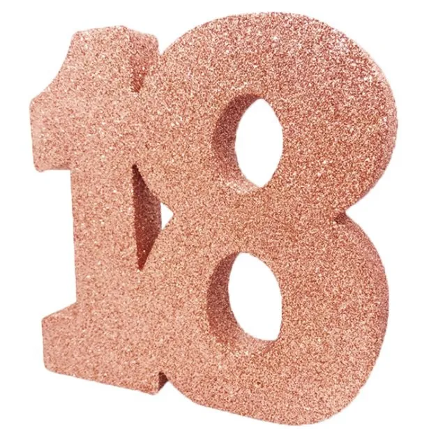 Decorazione da tavola numero 18 rosa oro 20 cm
