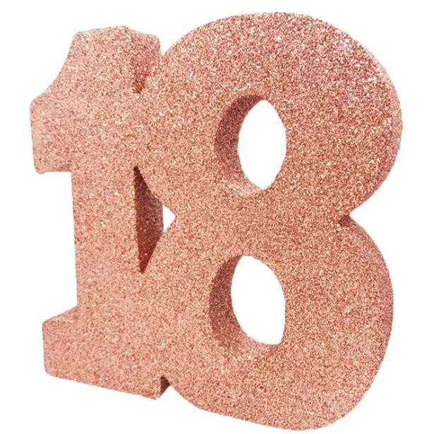 Decorazione da tavola numero 18 rosa oro 20 cm