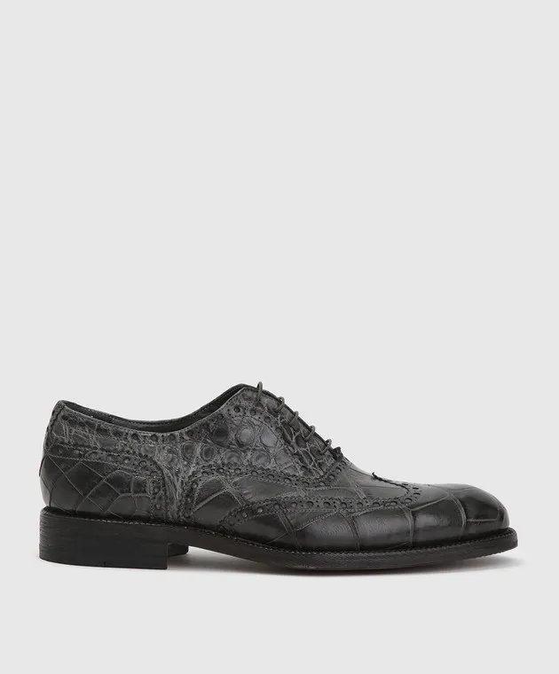 Del Dami Scarpe oxford in alligatore grigio 3557