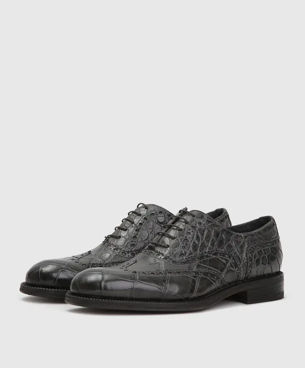 Del Dami Scarpe oxford in alligatore grigio 3557