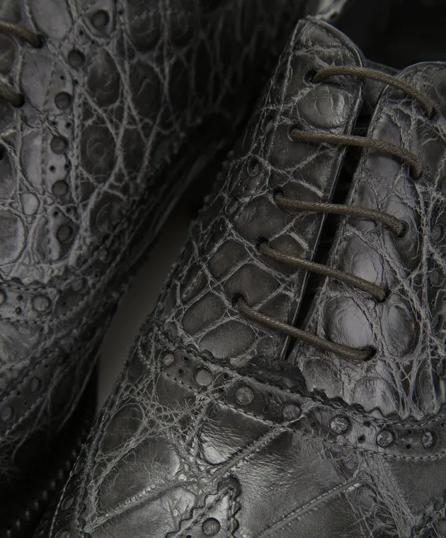 Del Dami Scarpe oxford in alligatore grigio 3557