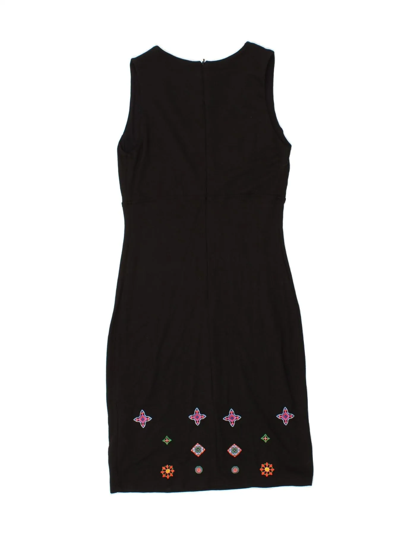 DESIGUAL Womens Sleeveless Bodycon Dress UK 8 Small Black Floral