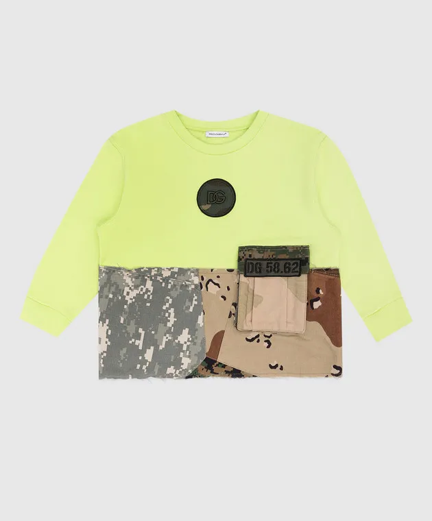 Dolce&Gabbana Felpa verde da bambino con stampa mimetica L4JWDMG7B8Y812