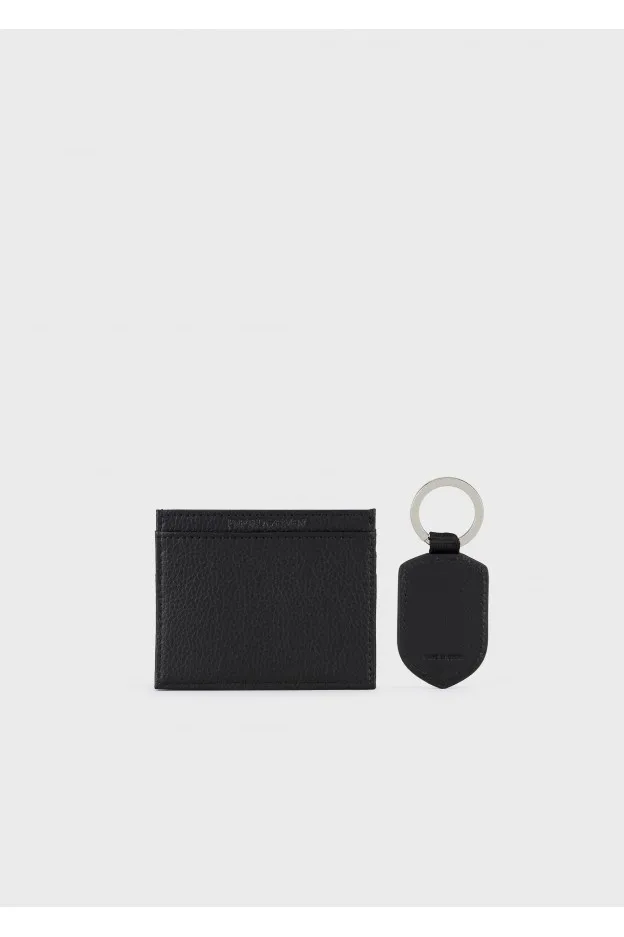 Emporio Armani Gift box con portacarte e portachiavi in pelle bottalata