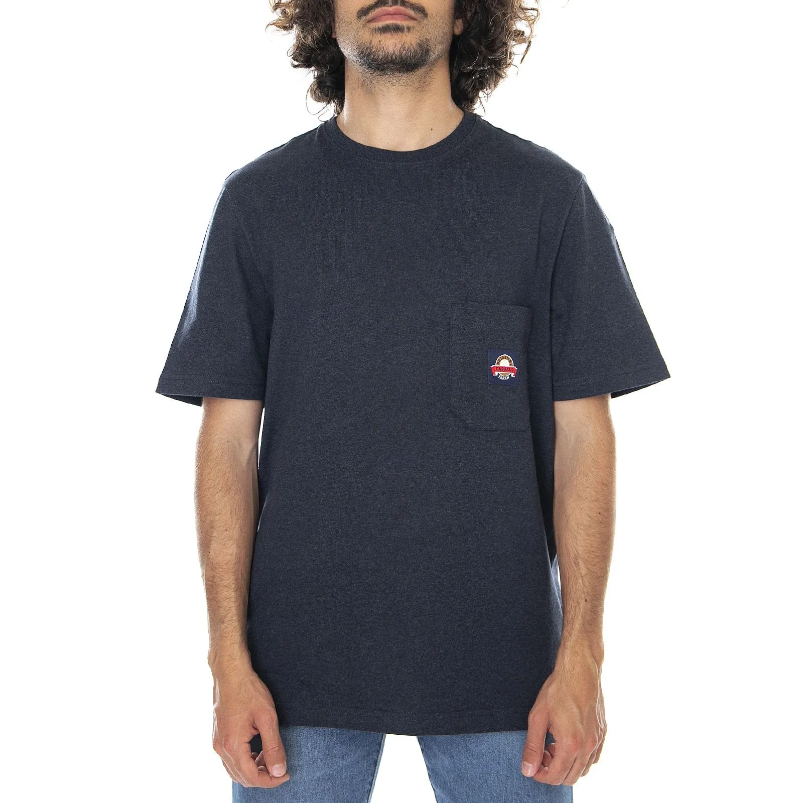 Farah Mens Molton T-Shirt - True Navy Marl - Maglietta Girocollo Uomo Blu    