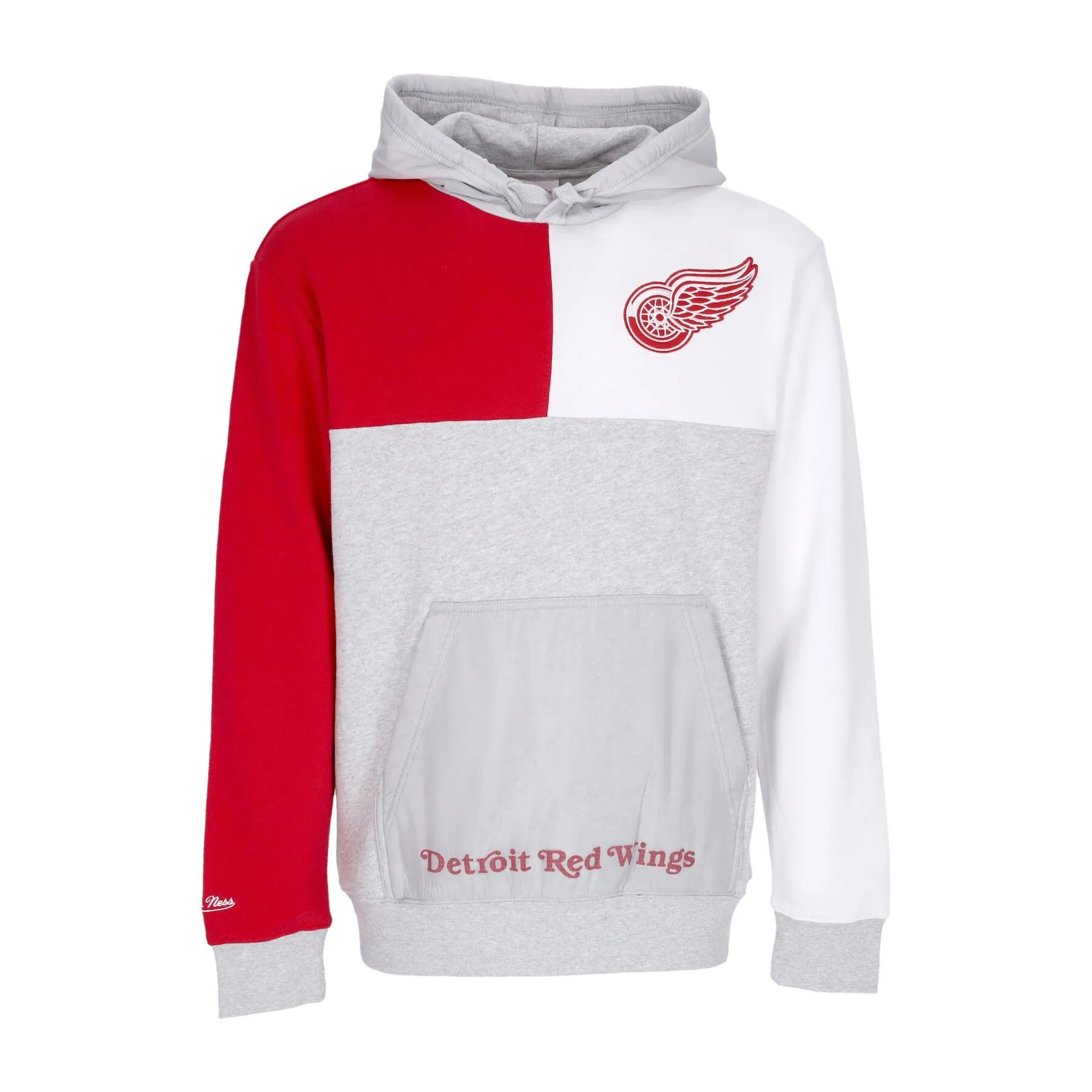Felpa Cappuccio Uomo Nhl Tie Breaker Fleece Hoodie Detwin Grey Heather/red