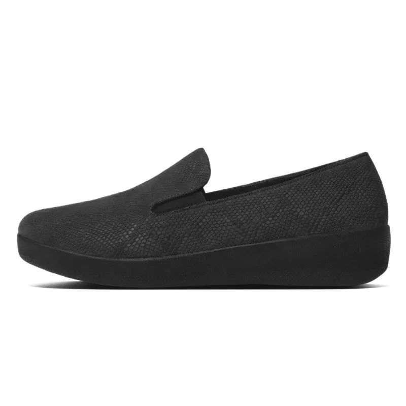 FitFlop SUPERSKATE TM- BLACK SNAKE EMBOSSED
