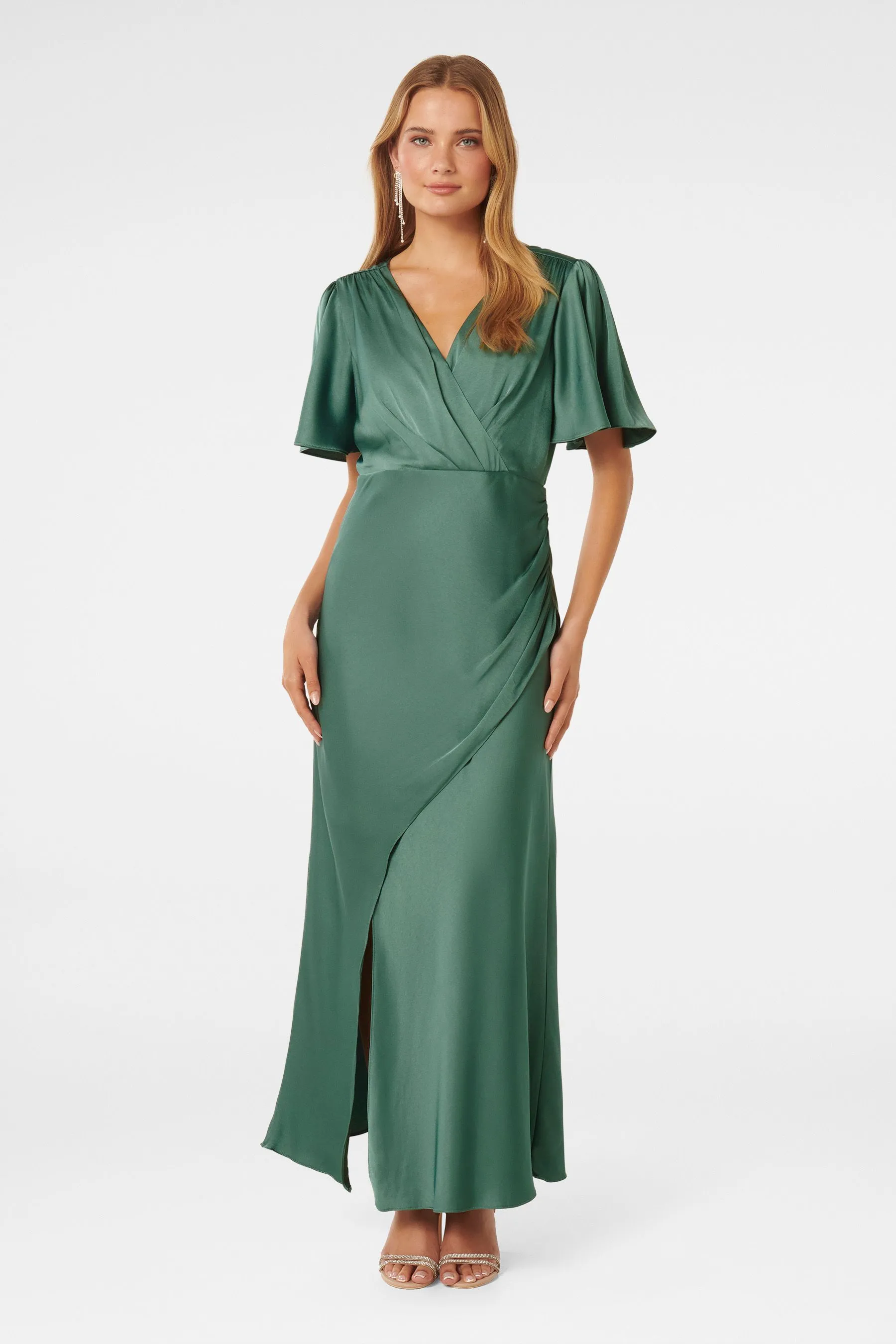 Forever New Chelsea - Abito maxi con maniche Satin svasato    