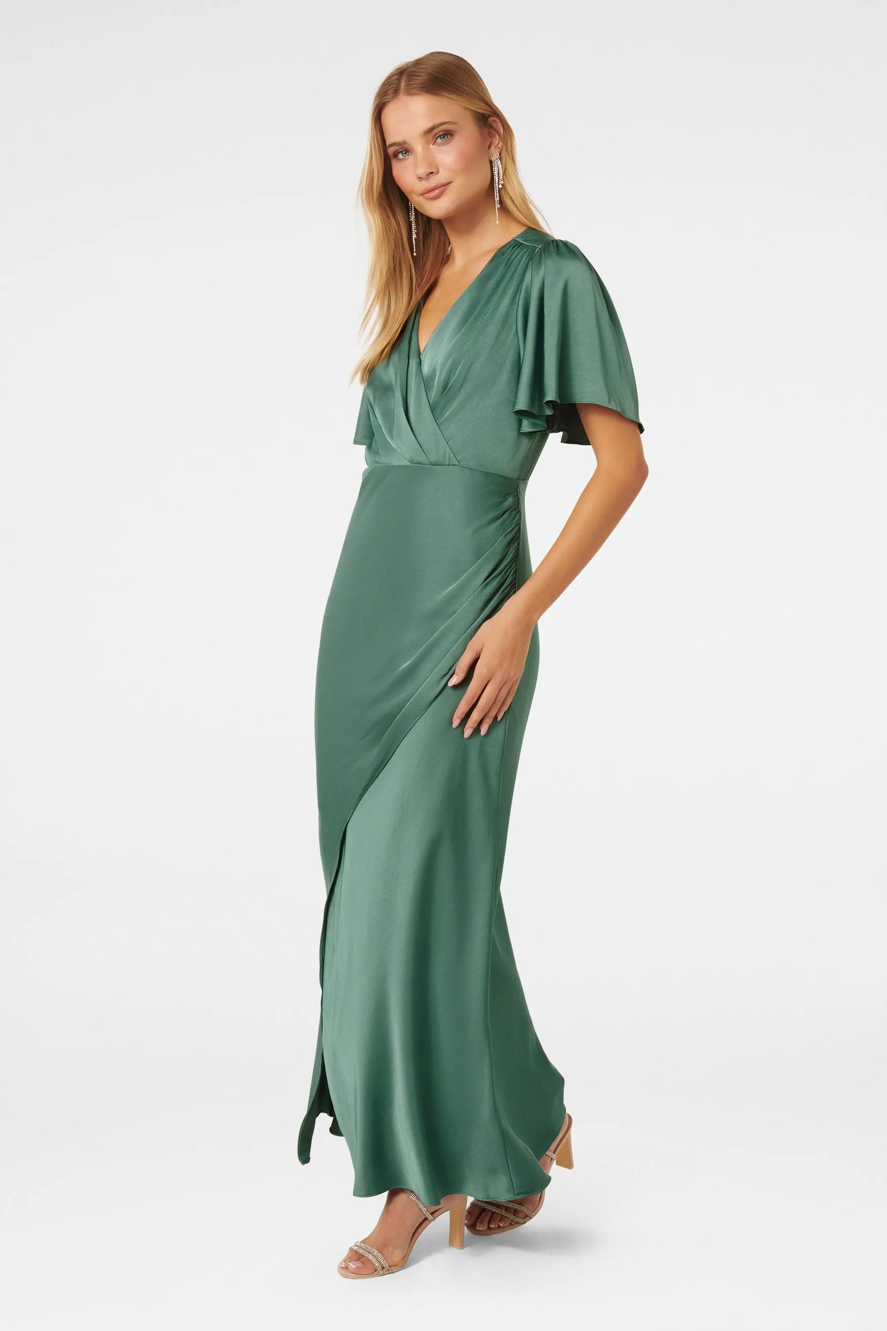 Forever New Chelsea - Abito maxi con maniche Satin svasato    