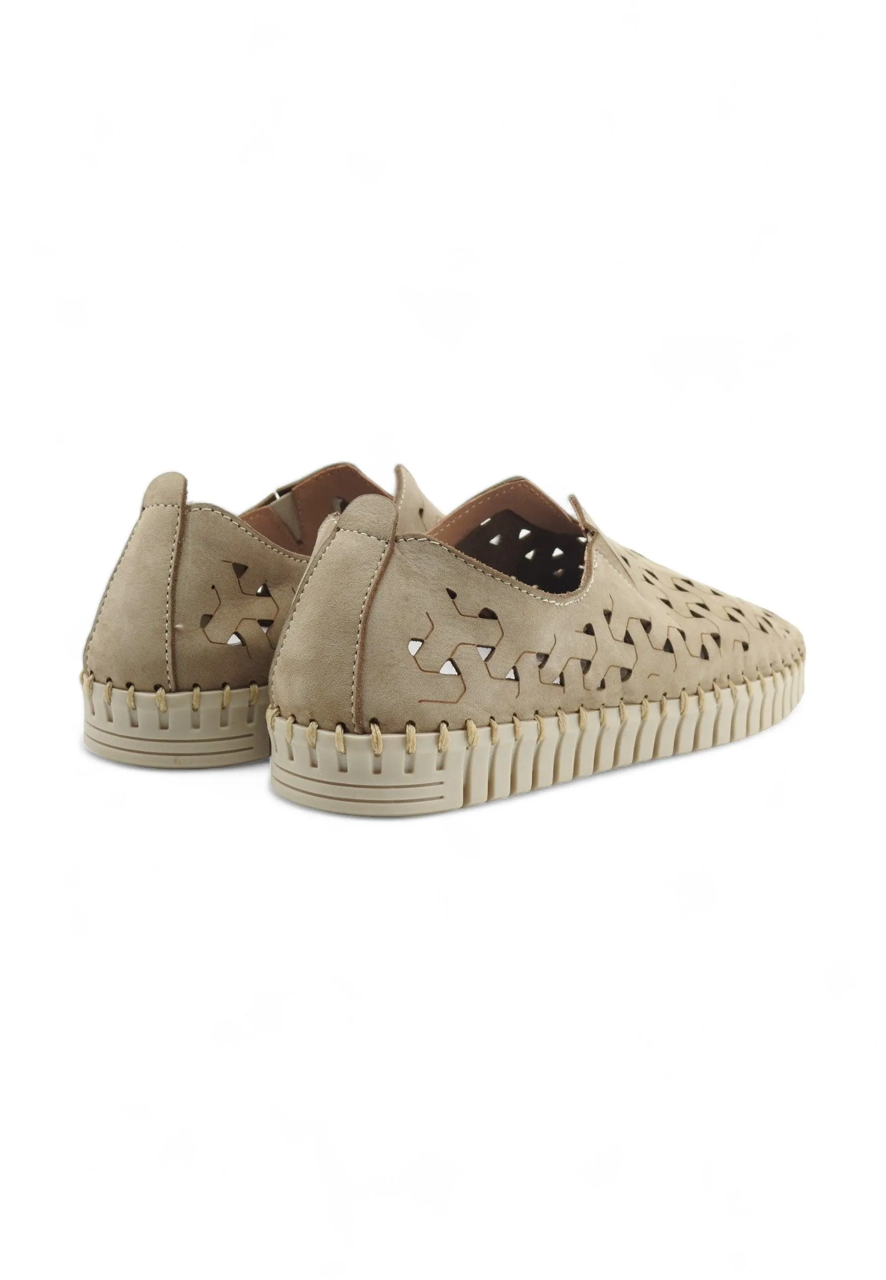 FRAU Nabuck Sneaker Slip On Traforato Donna Sabbia 52F069