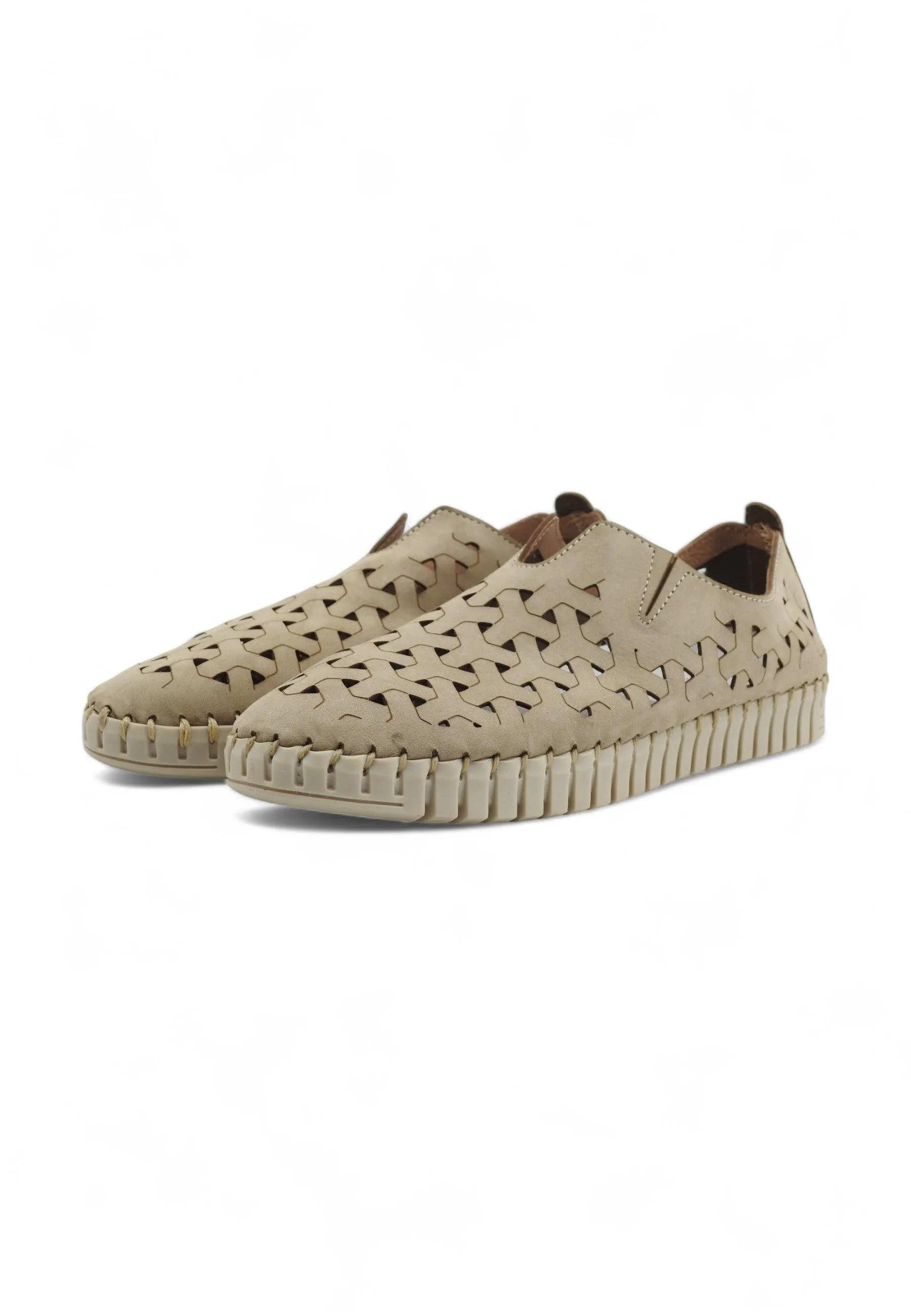 FRAU Nabuck Sneaker Slip On Traforato Donna Sabbia 52F069