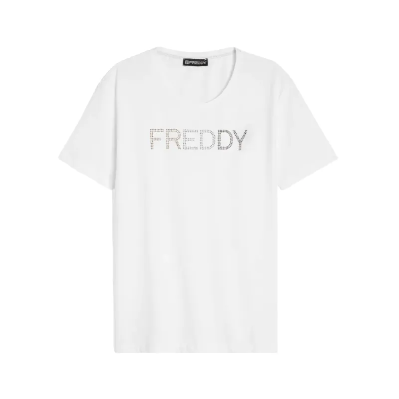 Freddy College Luxe T-Shirt M/M Bianca Stampa Chiodini Donna