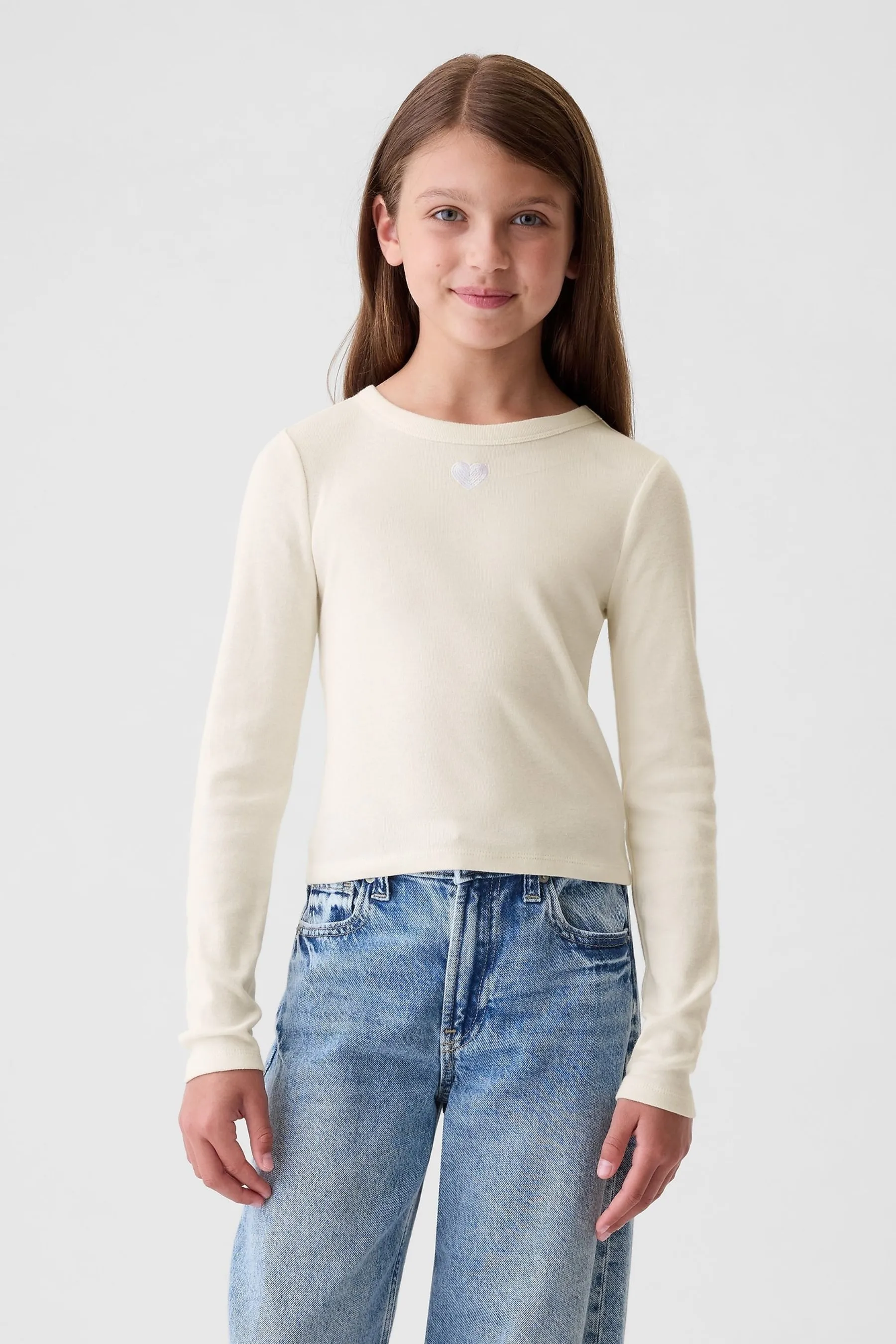 Gap Maglietta grafica ricamata a costine (4-13anni)    
