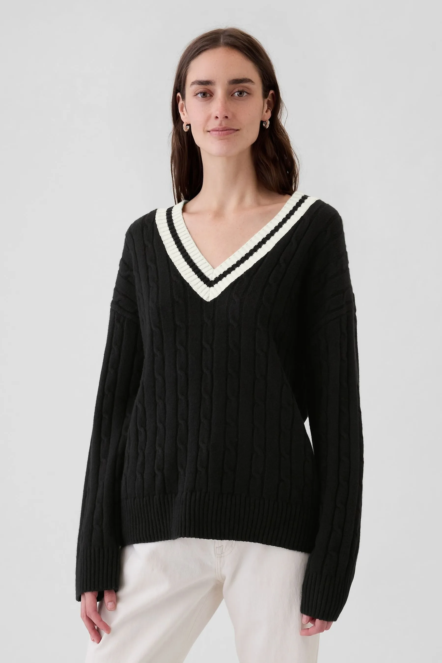Gap Varsity Maglione CashSoft in maglia a trecce    