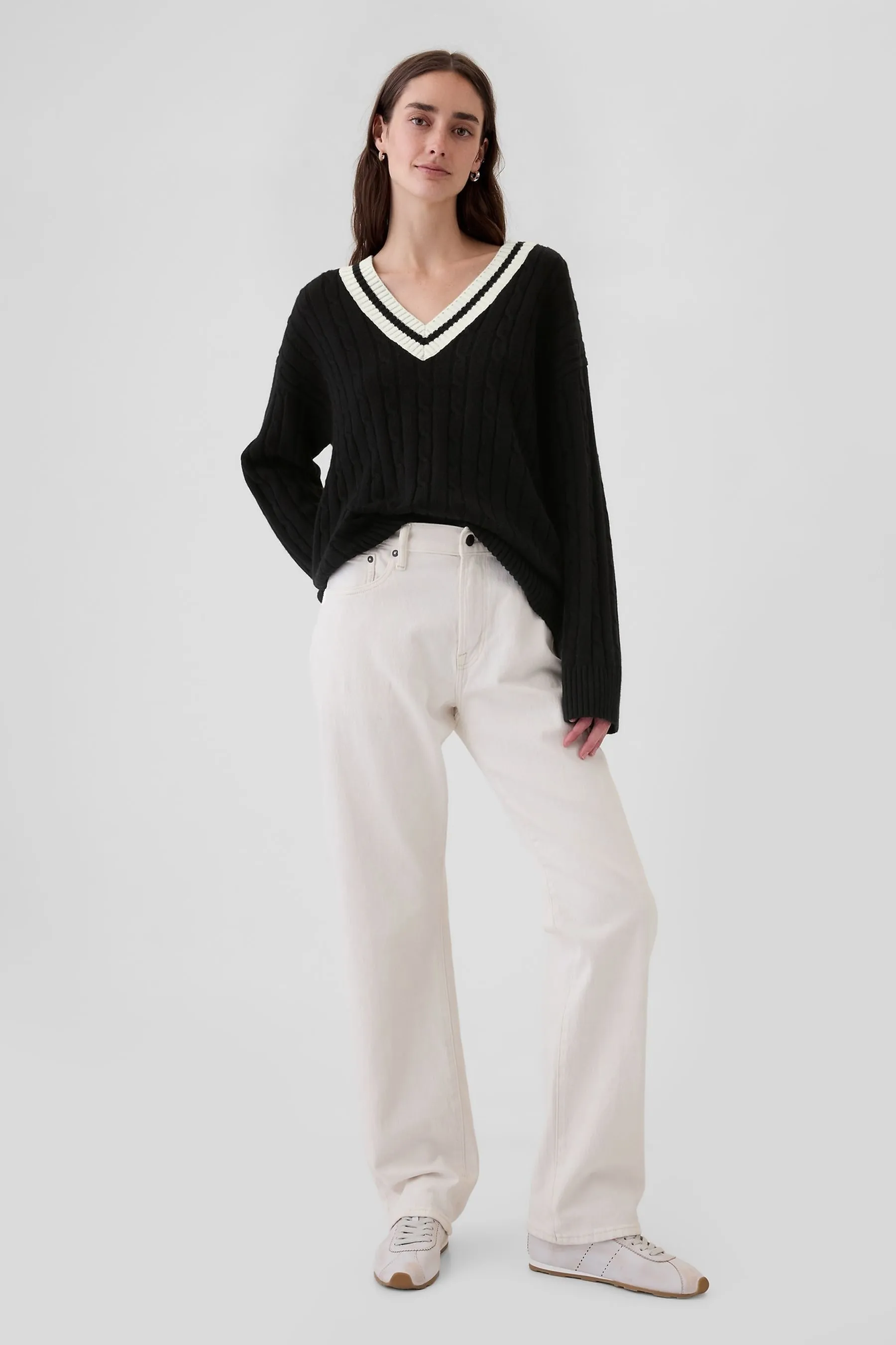 Gap Varsity Maglione CashSoft in maglia a trecce    