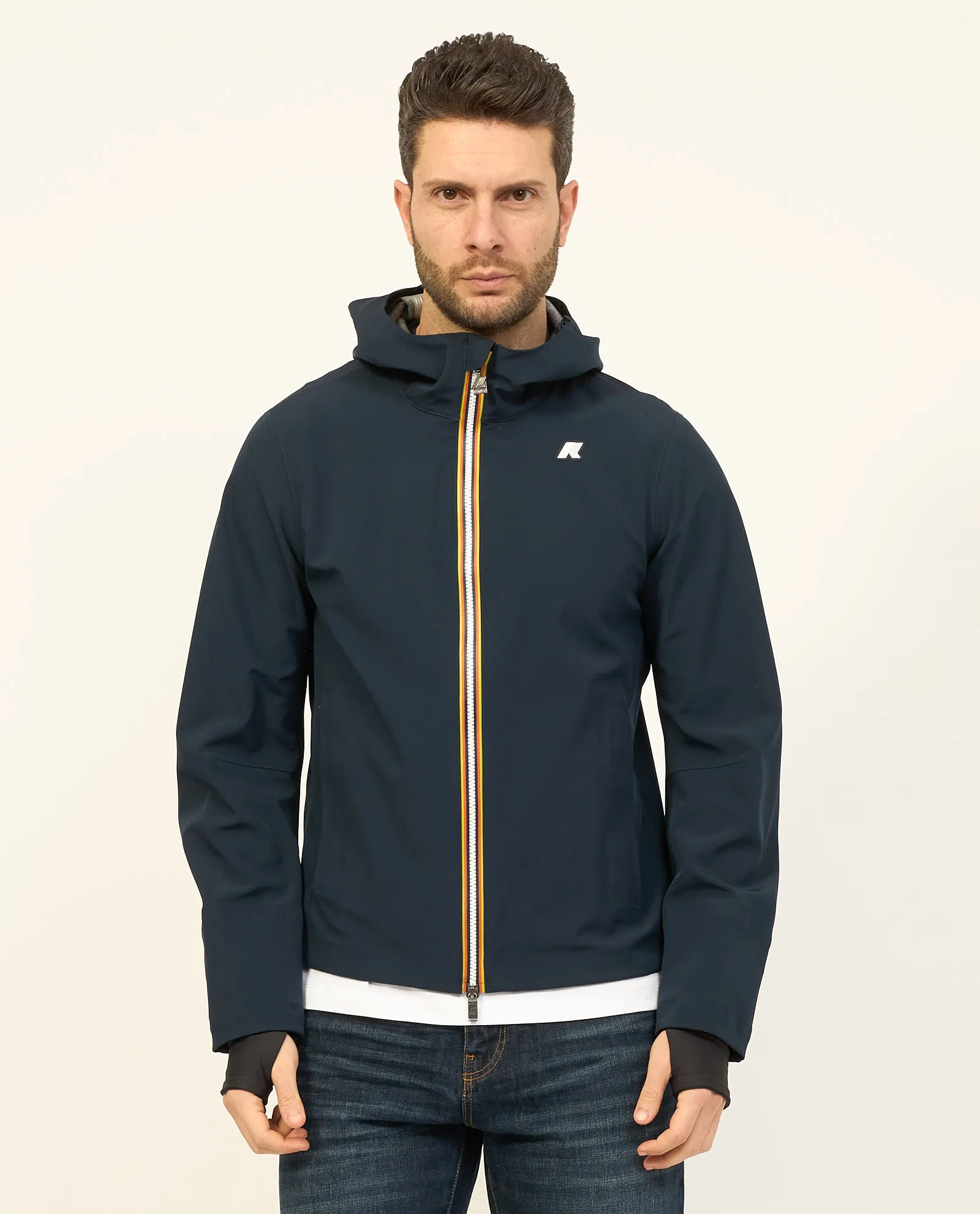 Giacca corta K-way Jacko con cappuccio e logo