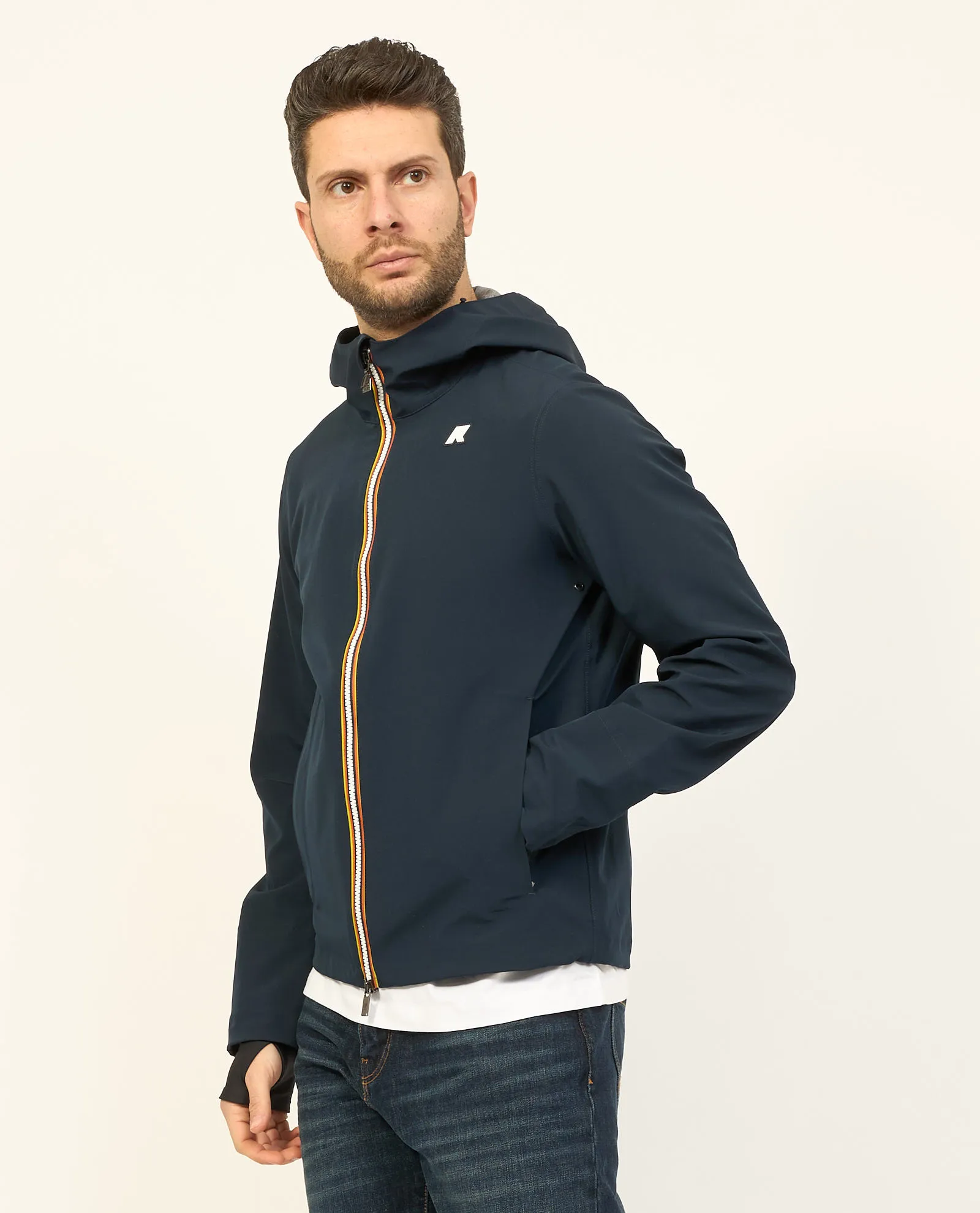 Giacca corta K-way Jacko con cappuccio e logo