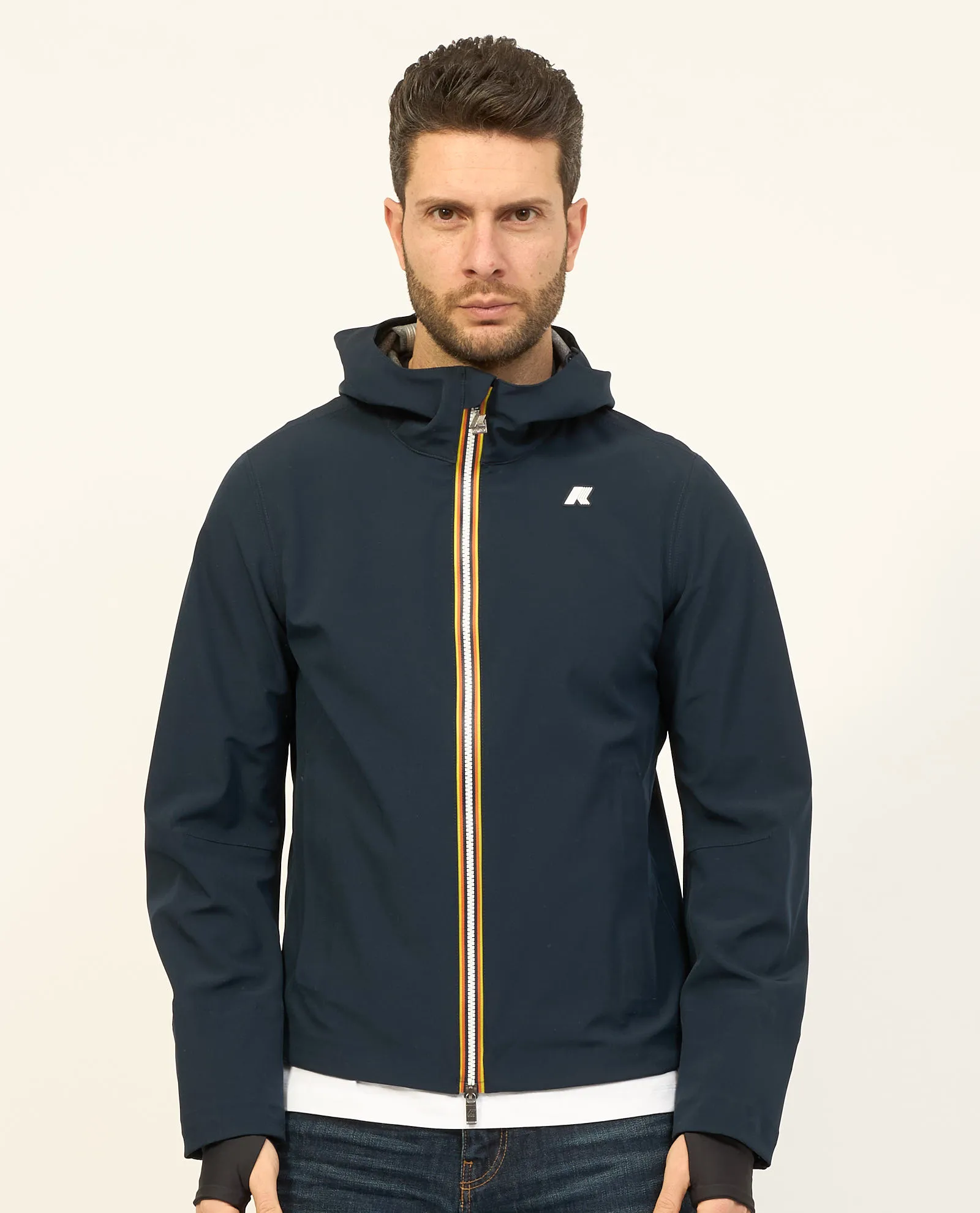 Giacca corta K-way Jacko con cappuccio e logo