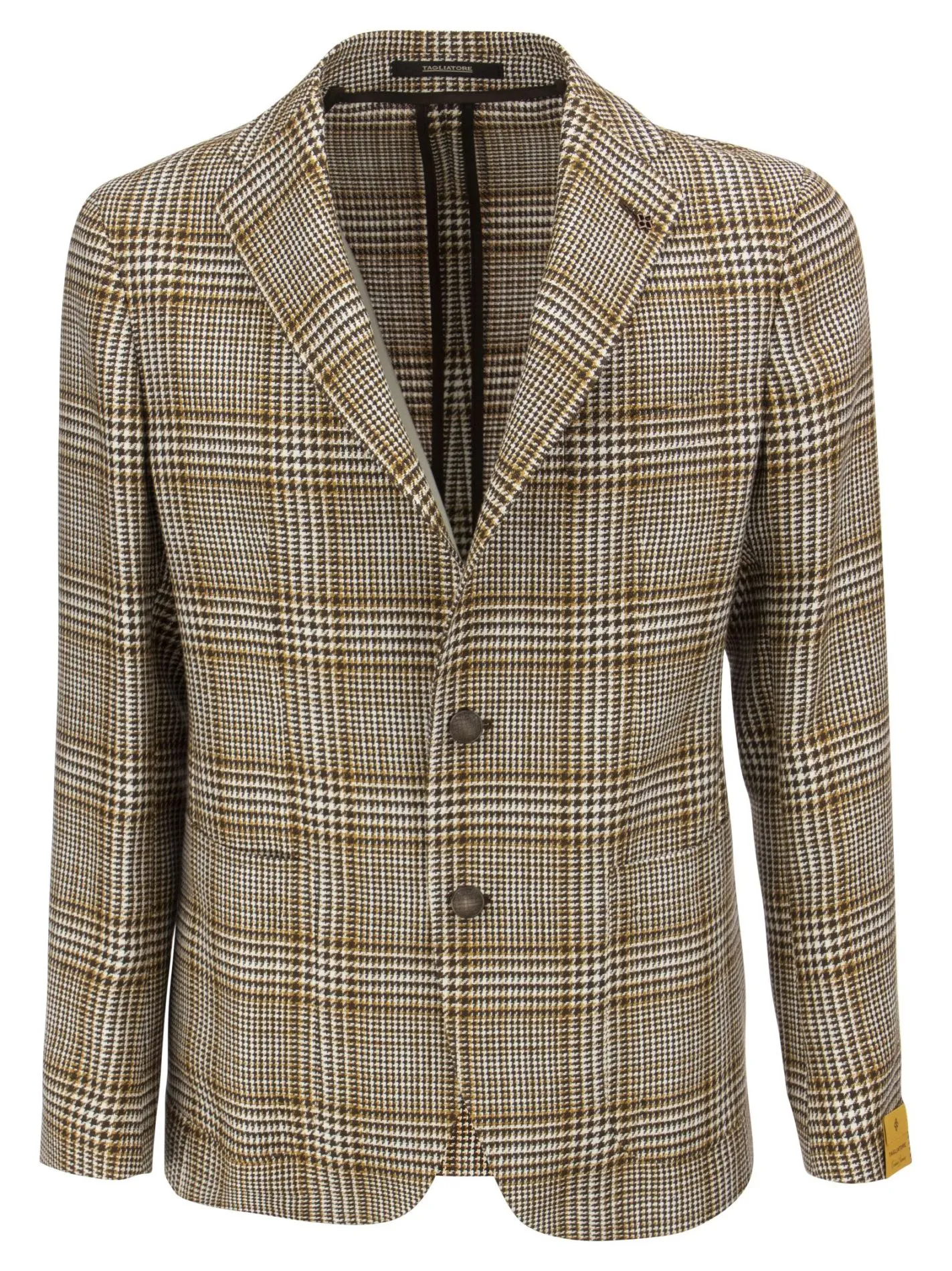 Giacca in Cotone e Lino con motivo Tartan