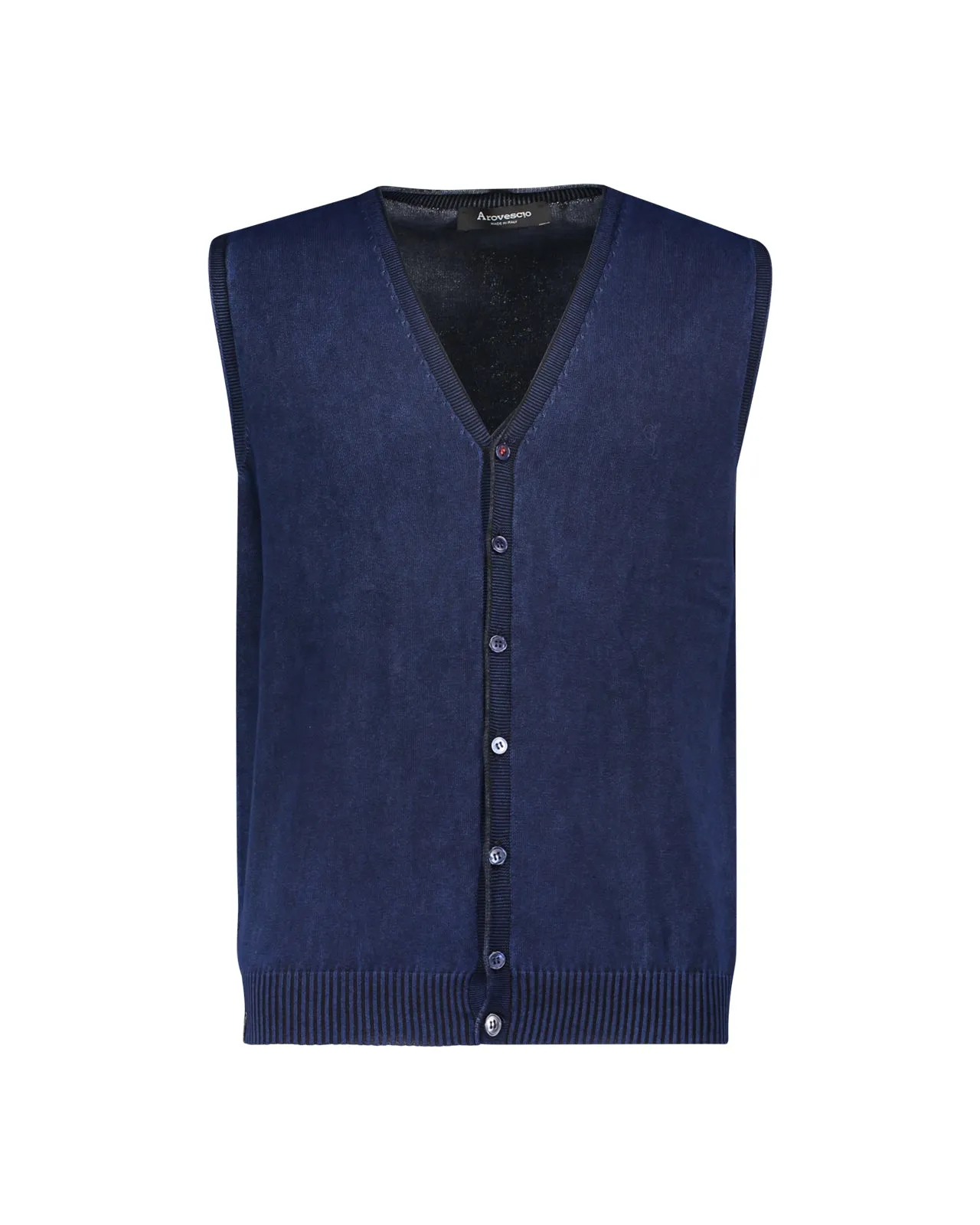 Gilet con bottoni cotone blu