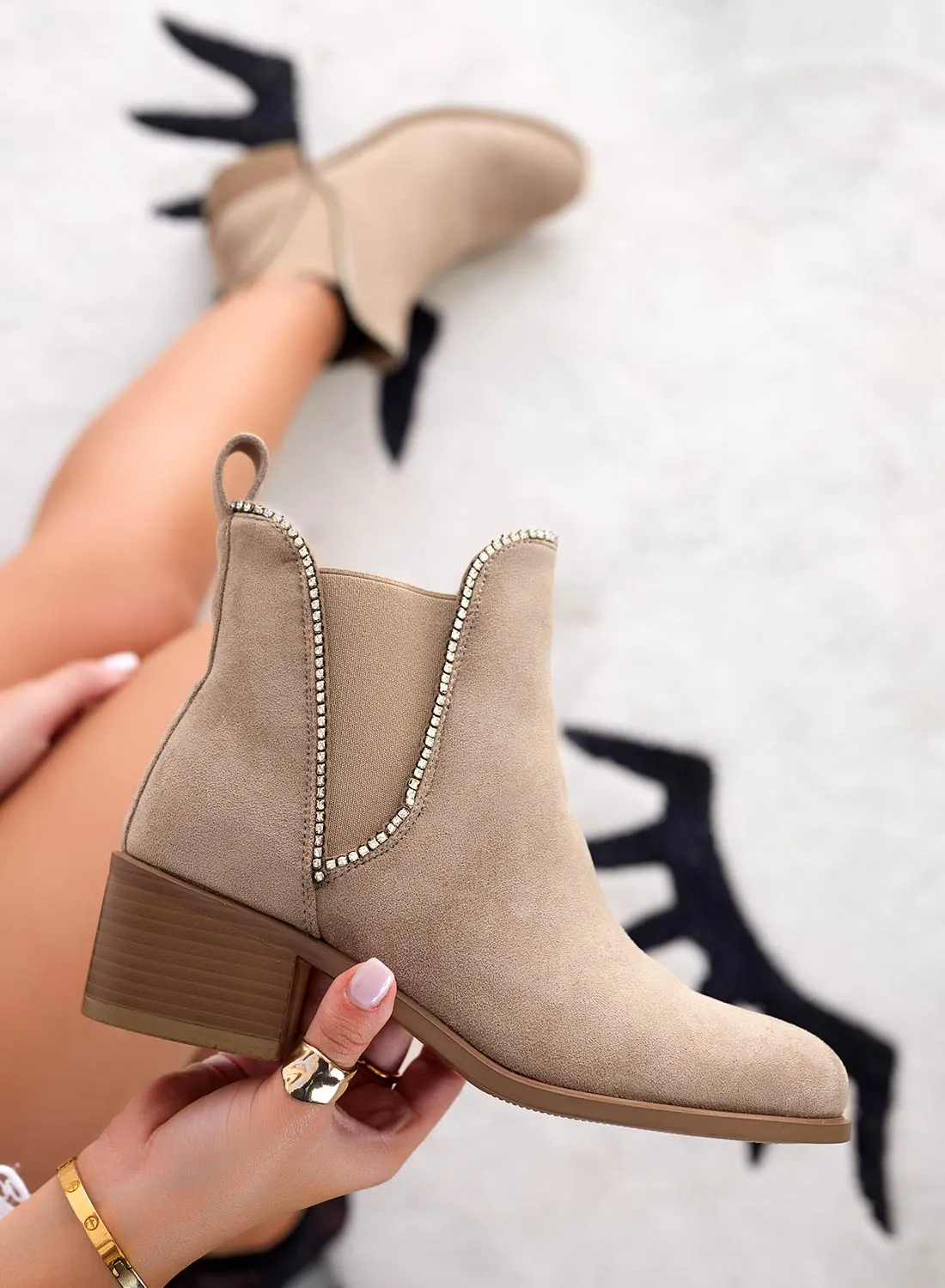 GRAZIA - Stivaletti fango con elastico laterale e strass