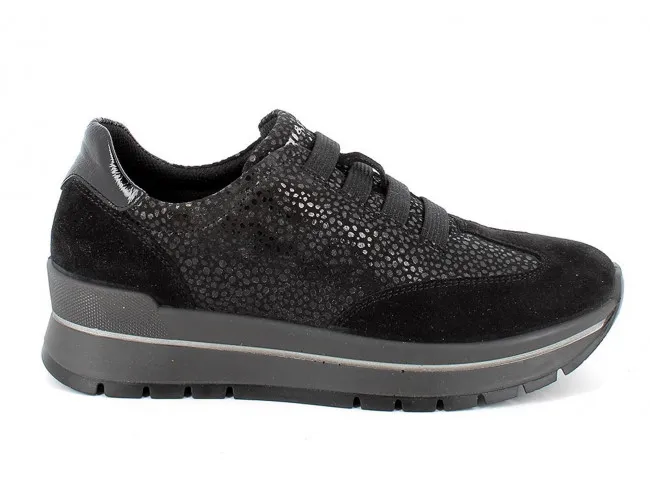 IGI&CO SCARPE SNEAKERS CON ZEPPA IN PELLE DONNA INVERNO 2673400  ANISIA NERO