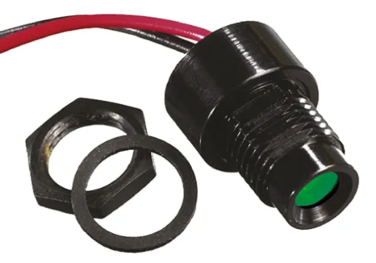 Indicatore da pannello APEM Verde  a LED, 2V cc, Ad incasso, foro da 8mm
