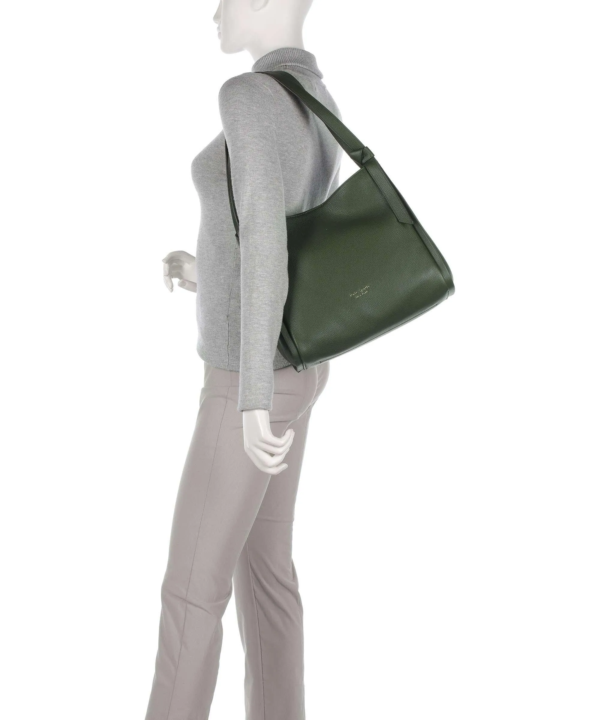  Kate Spade New York Knott Borsa hobo pelle di vacchetta grana verde scuro  