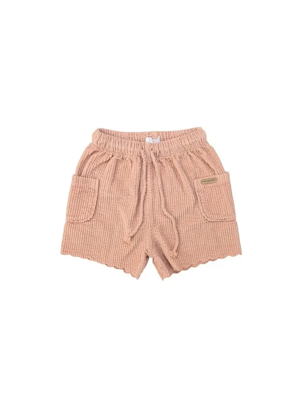 LARANJINHA     Pantaloncino rosa a costine effetto velluto Laranjinha