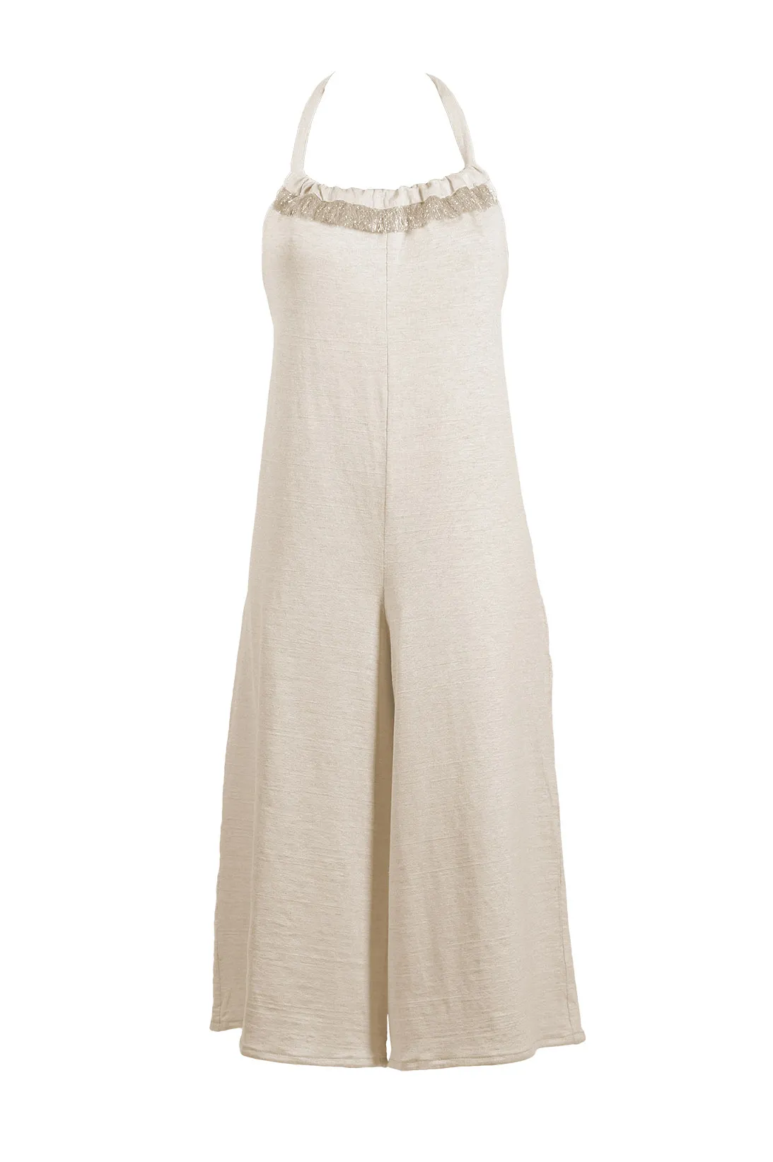 Le Chiappette  ---------    ------------Tuta in lino con frange lurex 