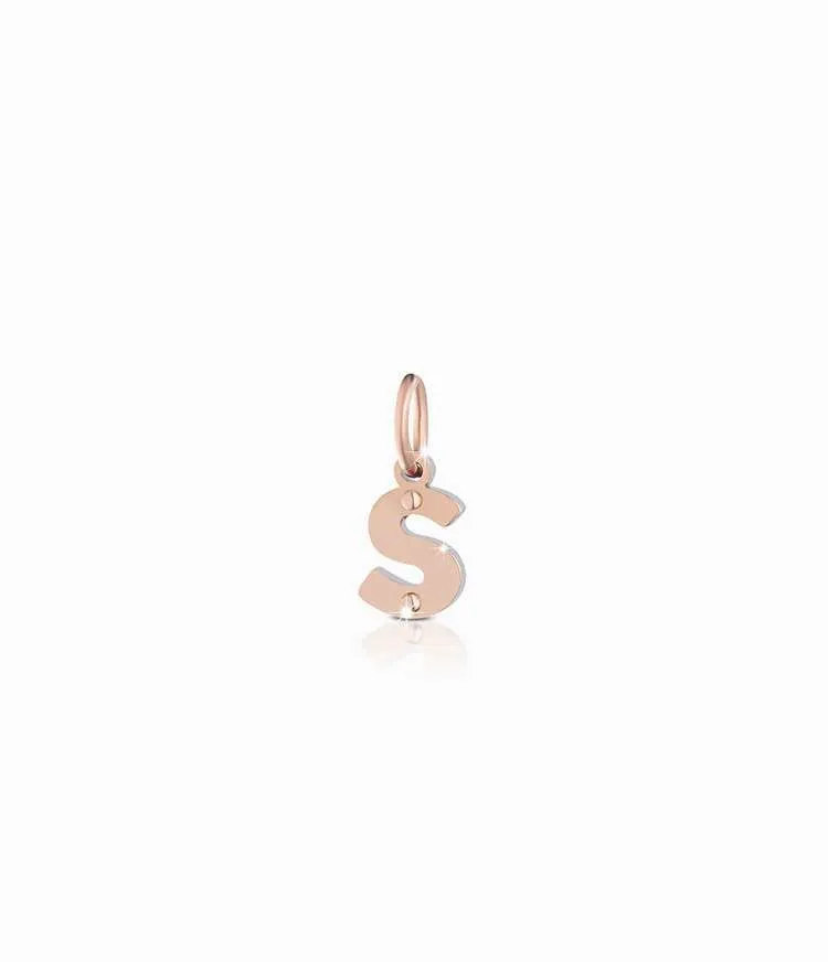 leBebè ciondolo lettera S oro rosa e argento