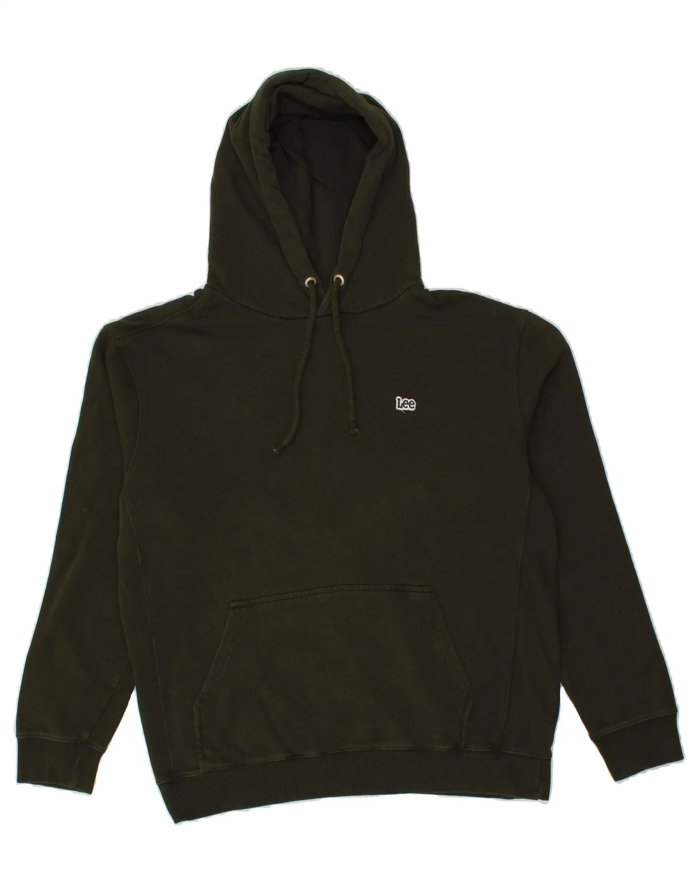 LEE Mens Regular Fit Hoodie Jumper Medium Green Cotton