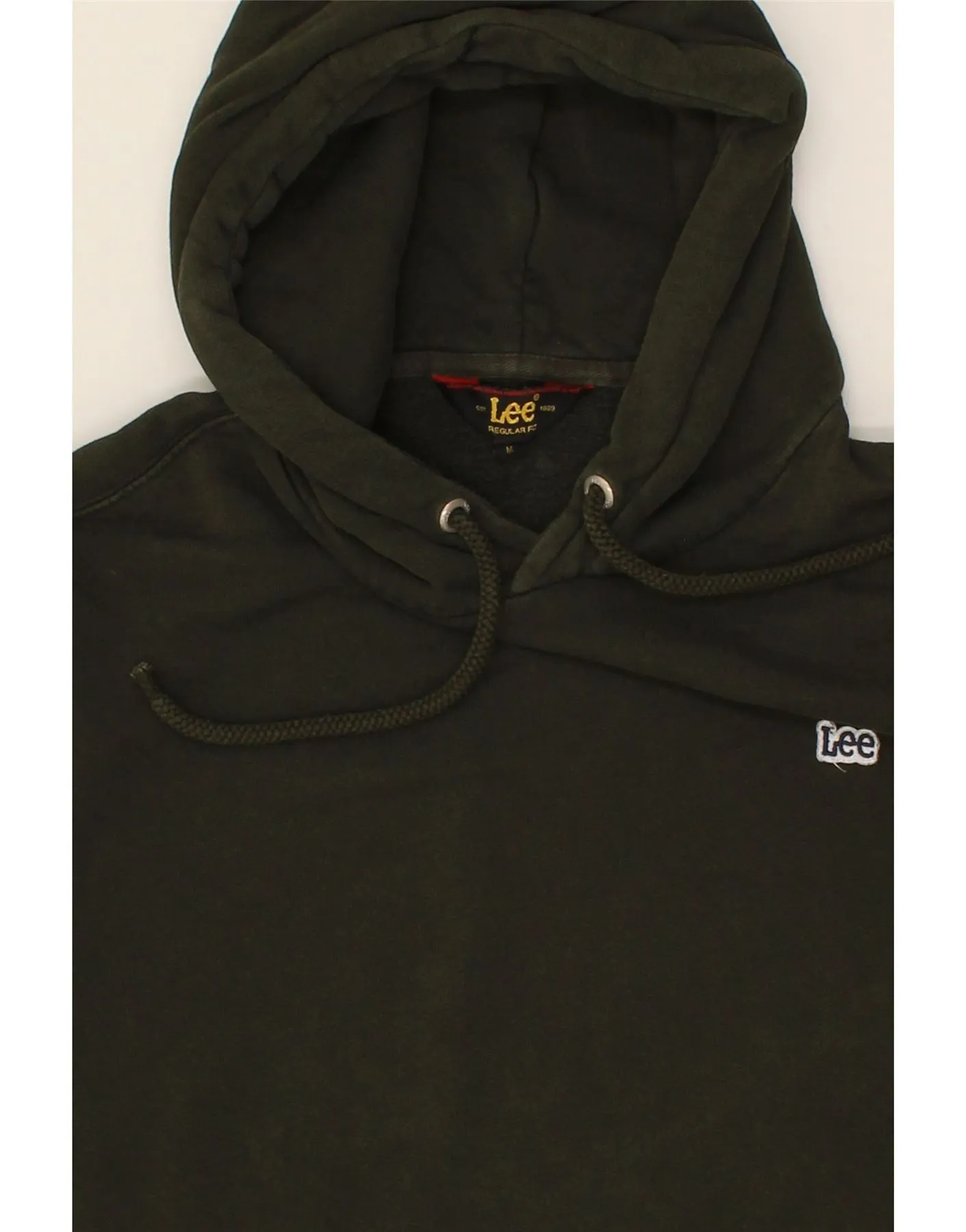 LEE Mens Regular Fit Hoodie Jumper Medium Green Cotton