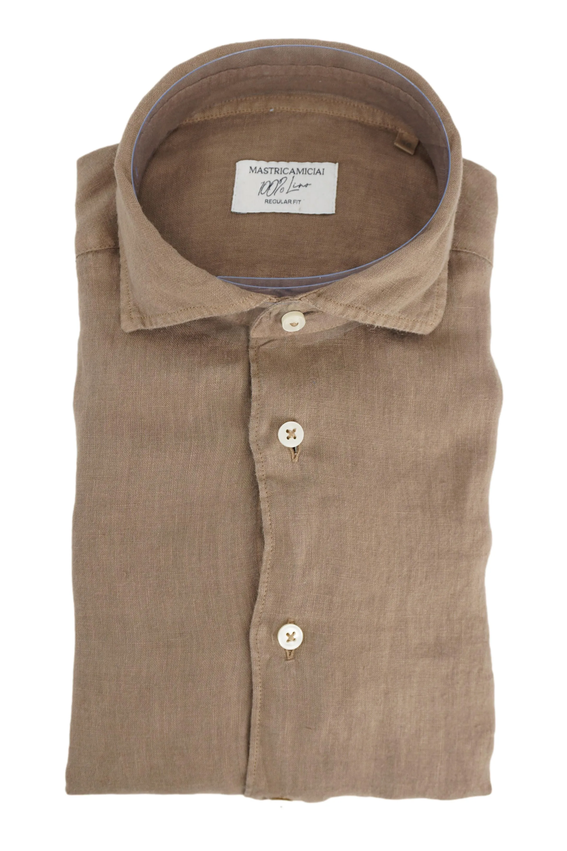 Linen Shirt with Soft Collar / Taupe
