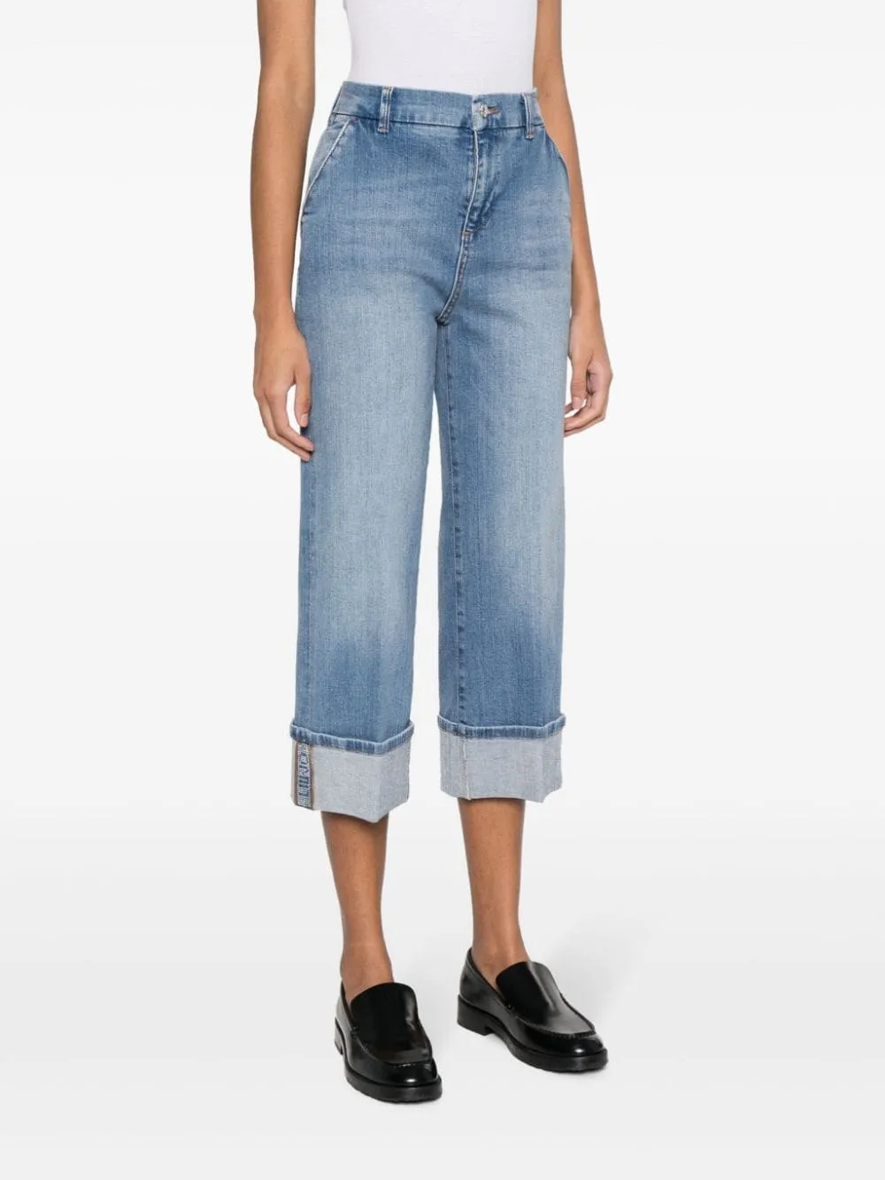 Liu Jo Pantalone Blu Donna crop con risvolto