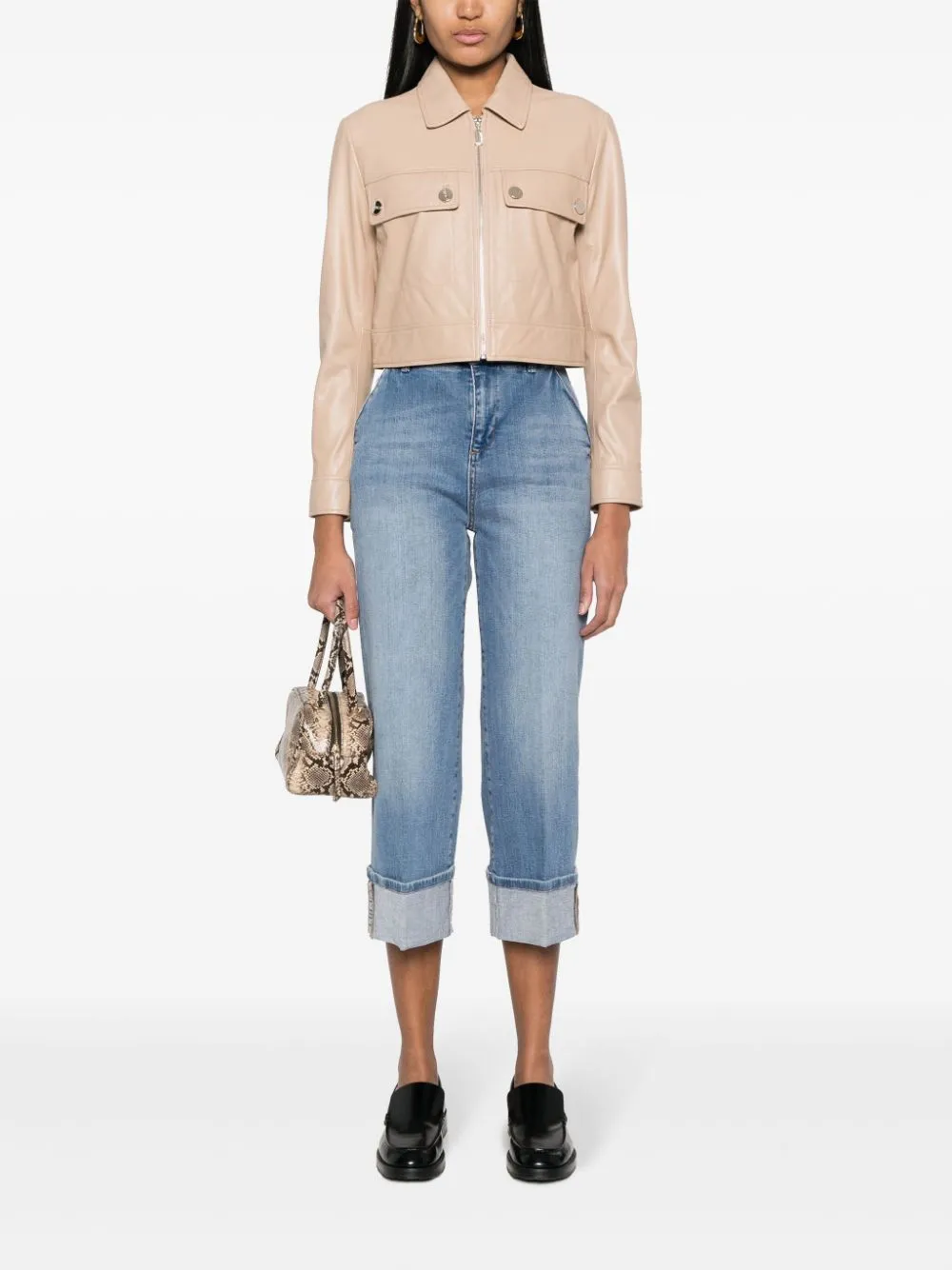 Liu Jo Pantalone Blu Donna crop con risvolto