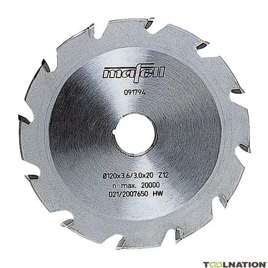 Mafell Accessori 091794 Disco di fresatura, ellittico HM 120 x 3,6 x 20 mm,12 Z KFU1000E