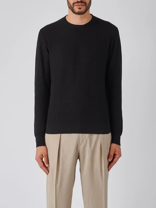 Maglia uomo Gran Sasso girocollo in cotone Nero