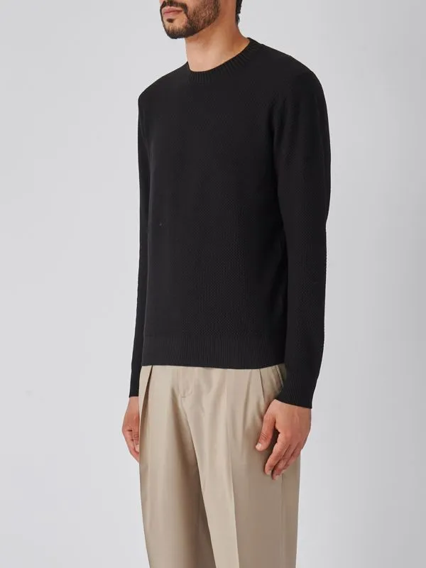 Maglia uomo Gran Sasso girocollo in cotone Nero