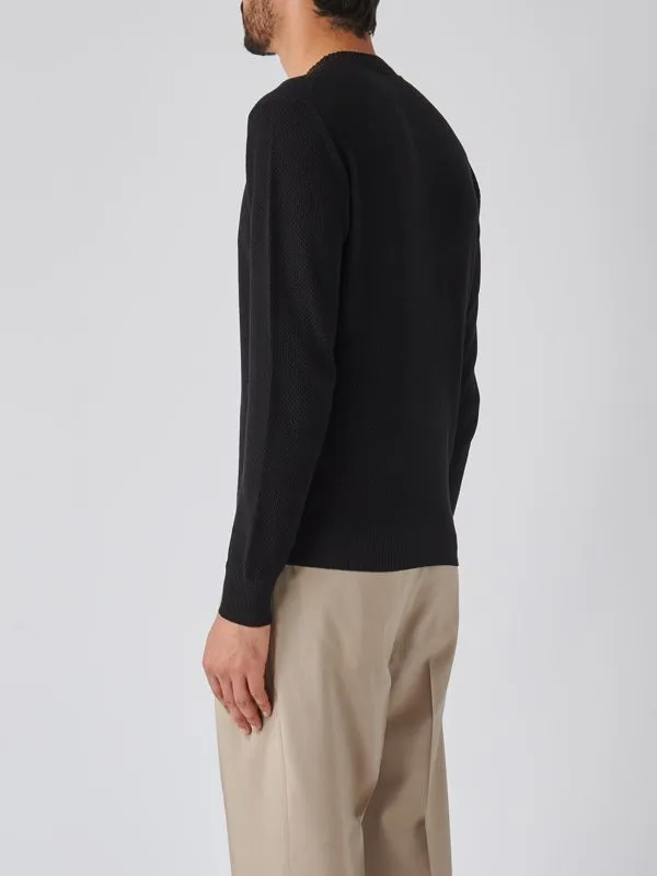 Maglia uomo Gran Sasso girocollo in cotone Nero