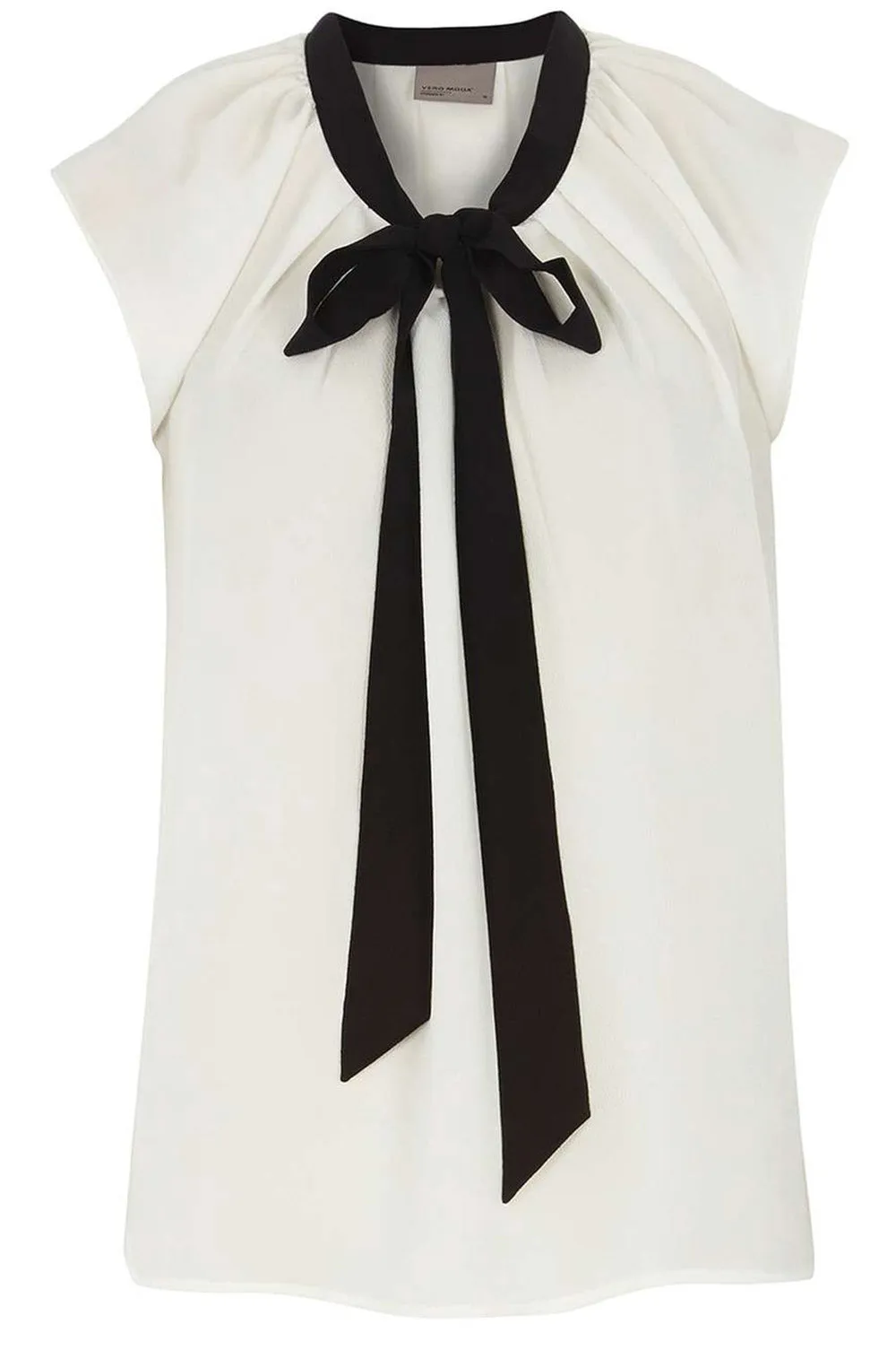 Maglione bianco con giromanica e fiocco nero