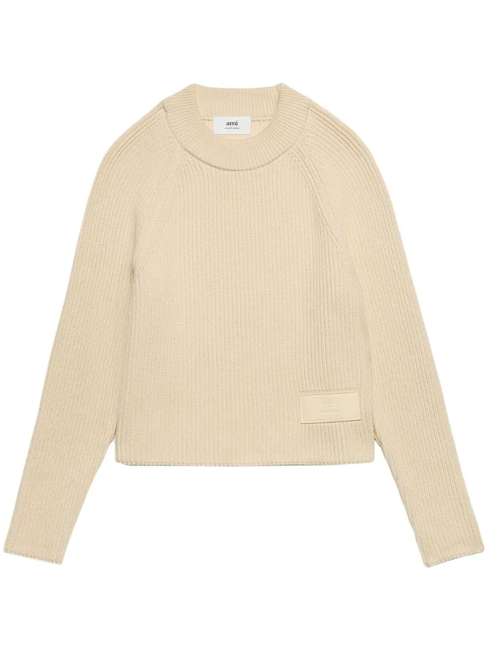 Maglione con patch logo in beige - donna