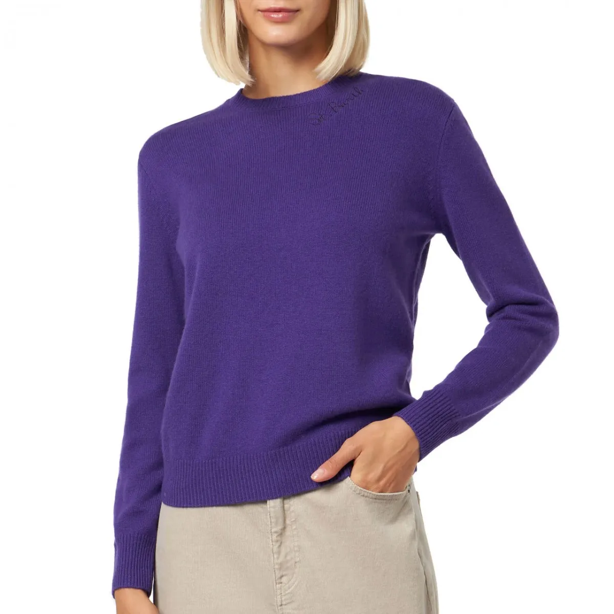 Maglione Girocollo Con Ricamo St. Barth Viola