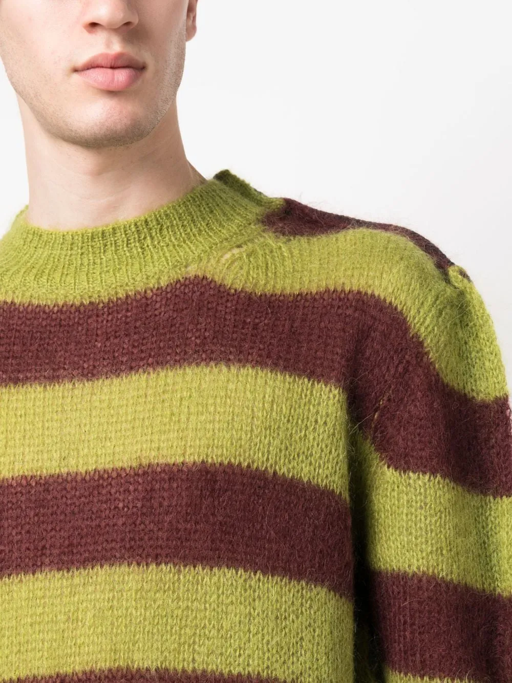 Maglione girocollo in marrone e verde - uomo