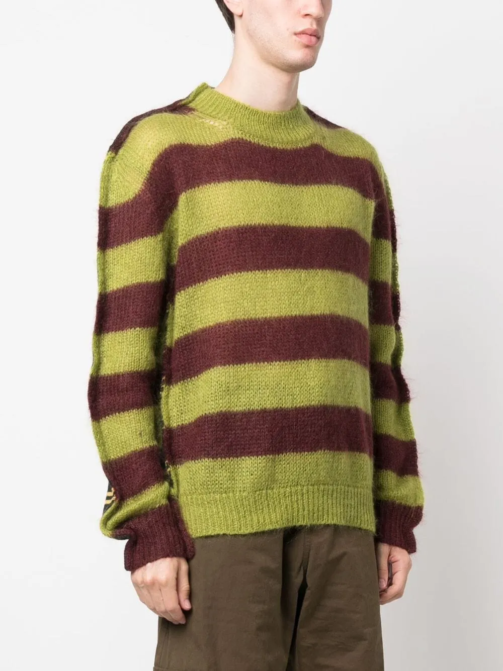 Maglione girocollo in marrone e verde - uomo