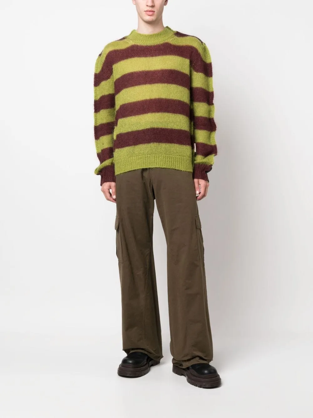Maglione girocollo in marrone e verde - uomo