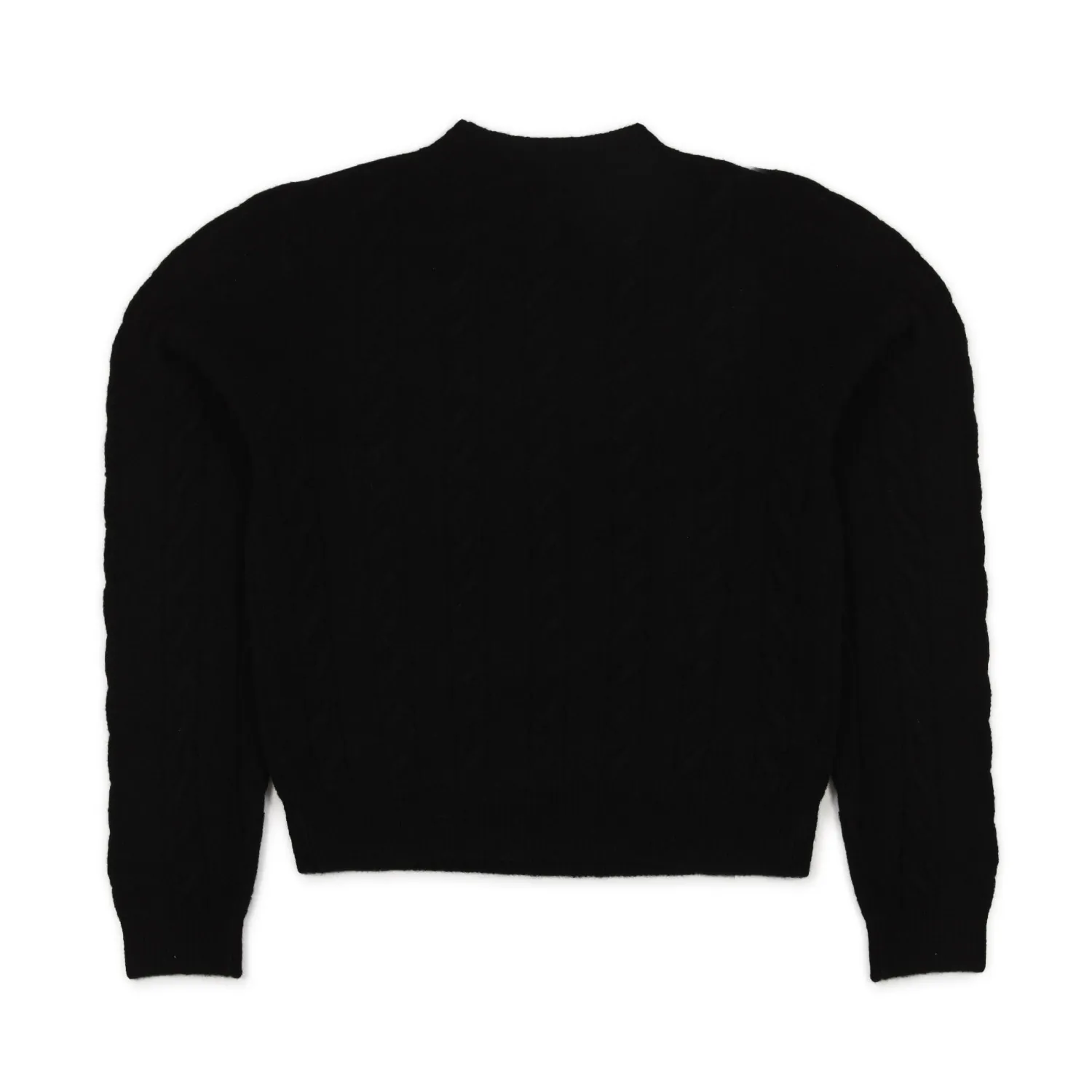 Maglione Nero A Trecce Con Logo Bianco